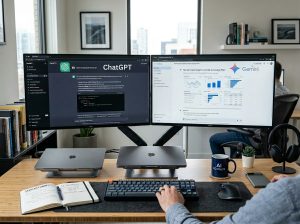 AI assistants on dual monitors 202606031822