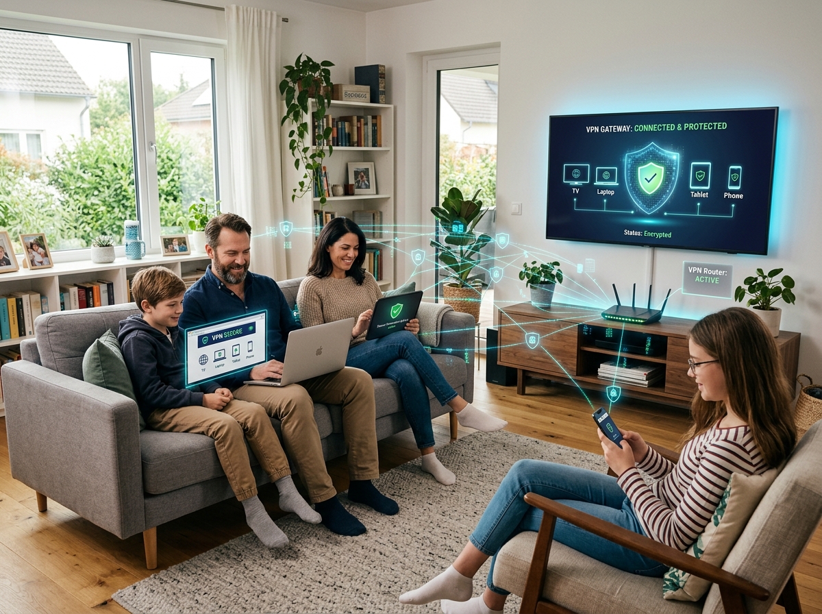 Family using devices secure VPN 202606081716