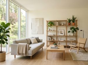 Living room with natural wood 202606031717