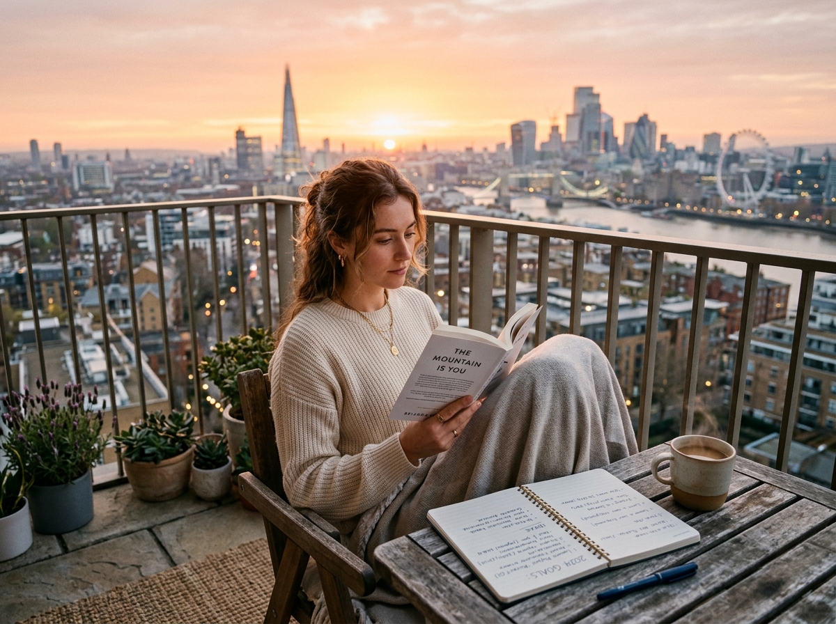 Person reading book sunrise 202606111342
