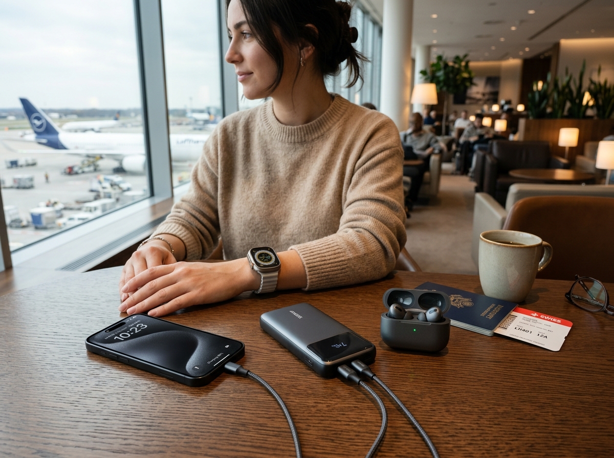 Traveler charging smartphone pow… 202606042211