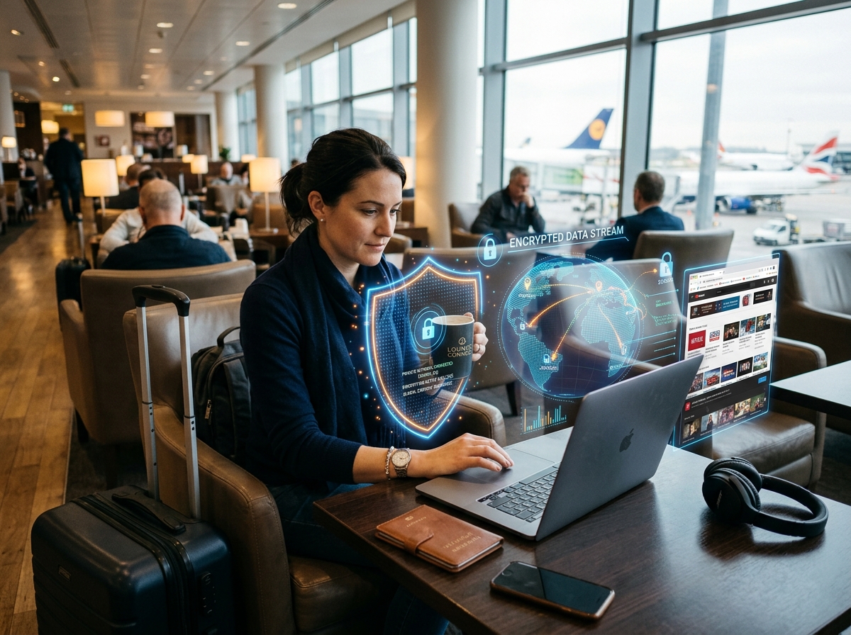 Traveler using laptop VPN 202606081715